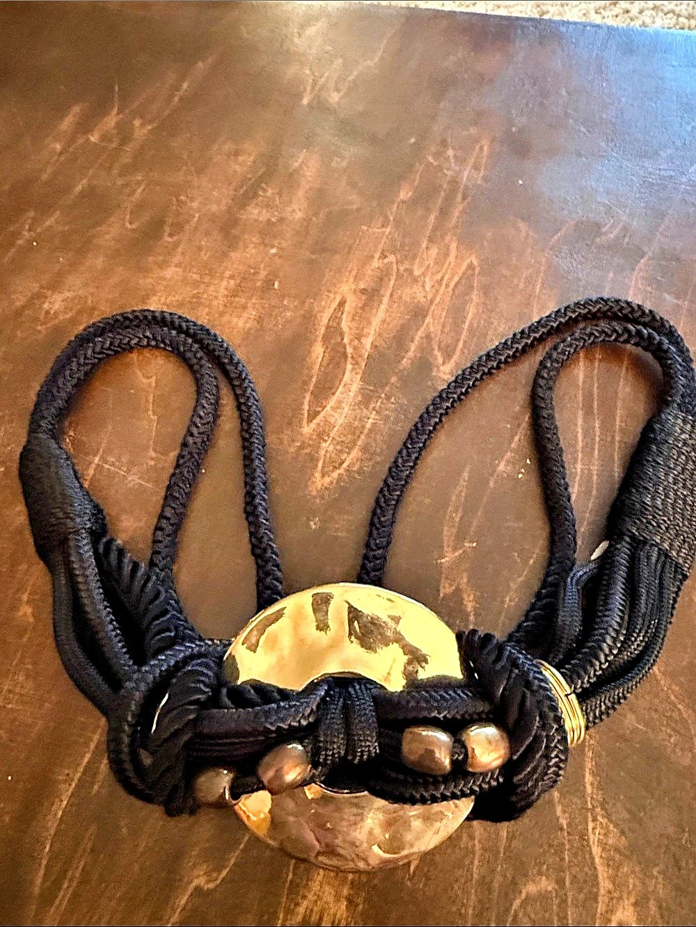 Black & Gold Statement Pendant Necklace Lang’s belt corded braid 34